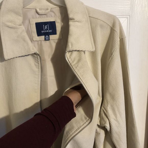 NEW MEN George Cream Soot Corduroy Full Zip Jacket Medium - Picture 5 of 14
